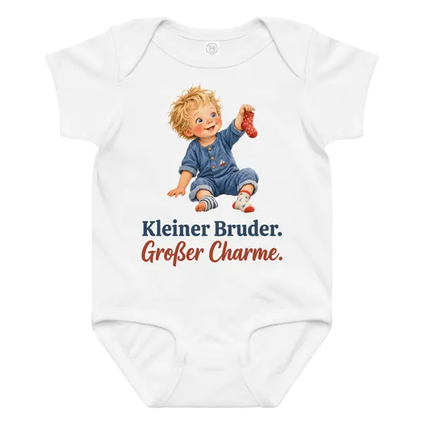 Produktfoto: Baby-Body „Kleiner Bruder. Großer Charme.“