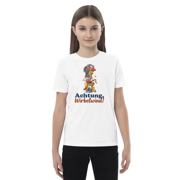 Produktfoto: Bio-Kindershirt „Achtung, Wirbelwind!“