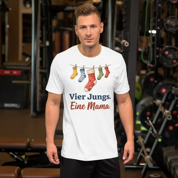 Produktfoto: T-Shirt, Unisex „Vier Jungs. Eine Mama.“