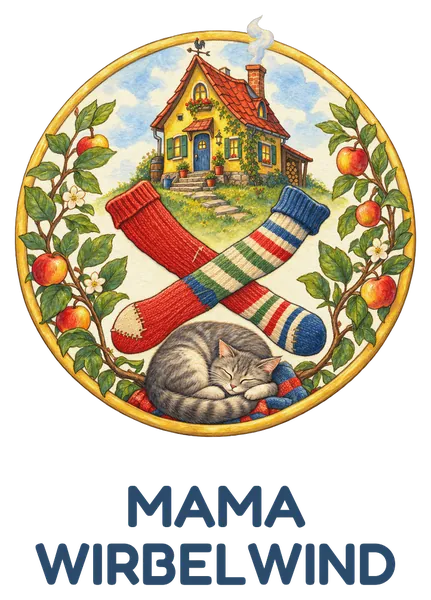 Tassenmotiv: Wirbelwind-Wappen, darunter Mama Wirbelwind